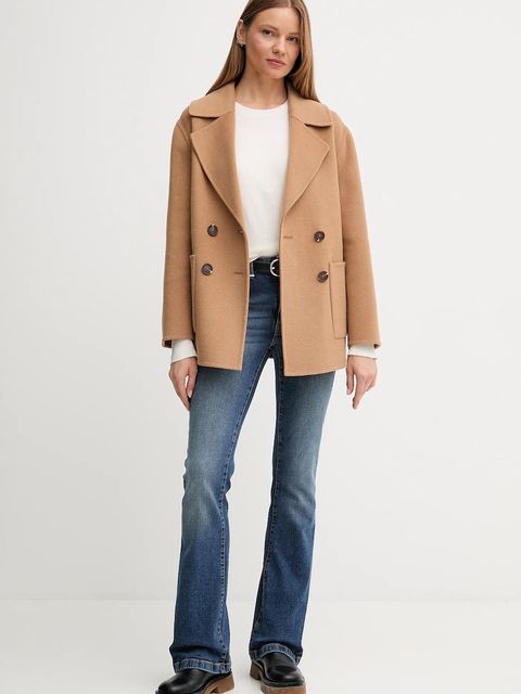 United Colors of Benetton sweter z dodatkiem jedwabiu kolor beżowy lekki 1ZRED10CP - zdjęcie produktu nr 2