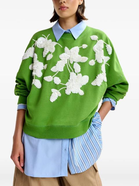 Essentiel Antwerp flower-motif sequinned sweatshirt - Green