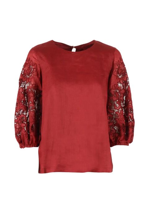 Max Mara MstOrdine lace-sleeve top - Red - zdjęcie produktu nr 1
