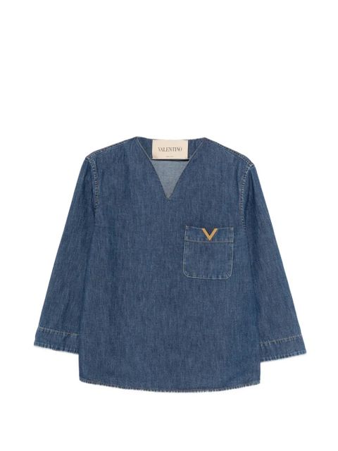 Valentino Garavani V-neck pocket top - Blue - zdjęcie produktu nr 1
