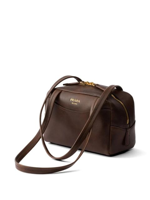 Prada Carry antiqued leather top-handle mini-bag - Brown