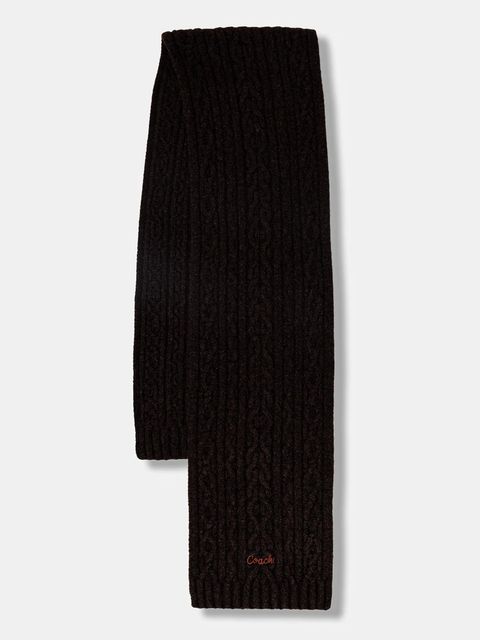 Coach szalik z domieszką wełny damski kolor brązowy gładki 29CCL89