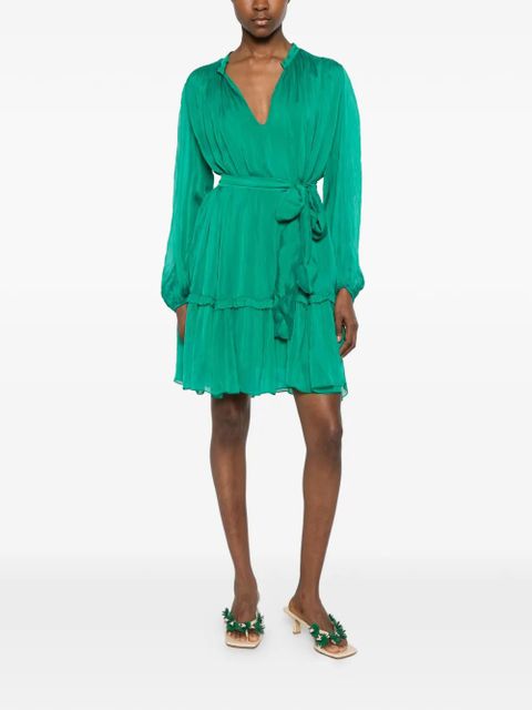 SOLOTRE V-neck belted mini dress - Green - zdjęcie produktu nr 2