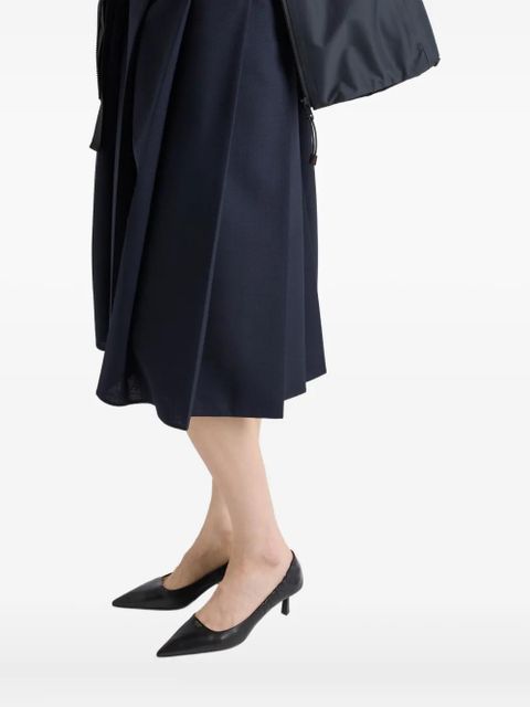 Prada pleated buckle-belt midi skirt - Blue