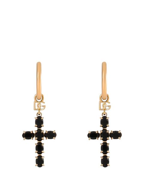 Dolce & Gabbana Creole earrings with crystal cross - Gold - zdjęcie produktu nr 1