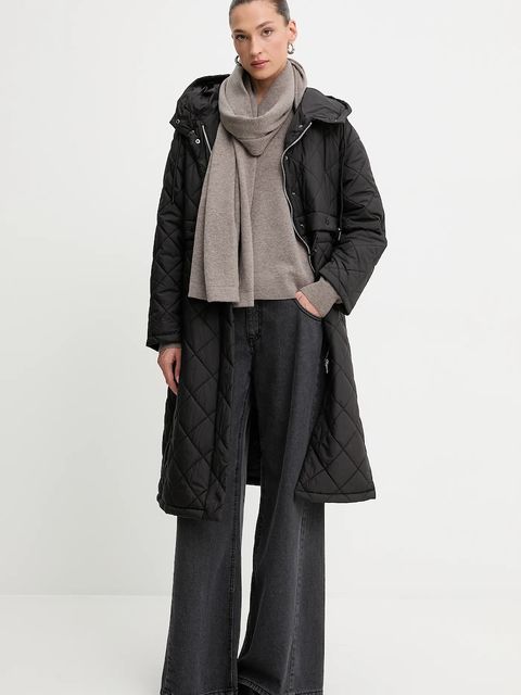 Answear.LAB sweter z wełny merino z szalem damski kolor brązowy lekki