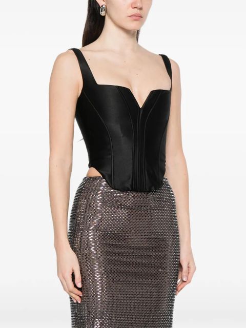 Self-Portrait V-neck corset - Black