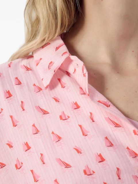 American Vintage sailboat-print ruffled shirt - Pink