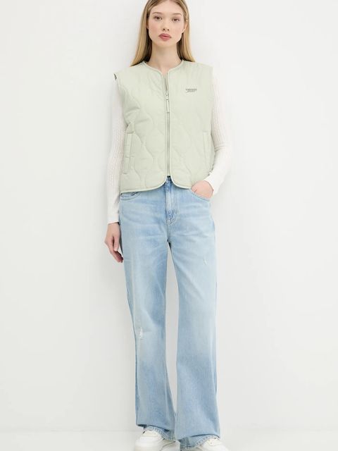 Tommy Jeans bezrękawnik damski kolor zielony przejściowy DW0DW21184