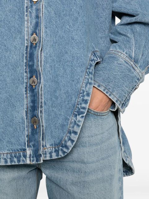 The Attico logo-embroidered denim shirt - Blue
