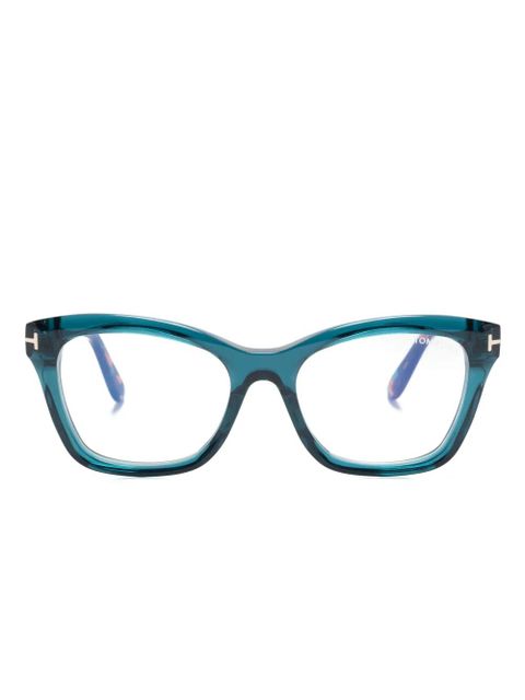 TOM FORD Eyewear FT5909B tortoiseshell cat-eye glasses - Blue - zdjęcie produktu nr 1