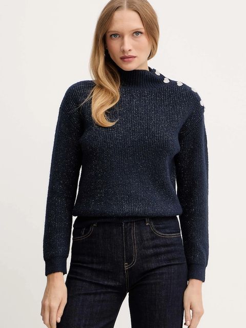 Morgan sweter z domieszką wełny MSTORI damski kolor granatowy z półgolfem MSTORI - zdjęcie produktu nr 1