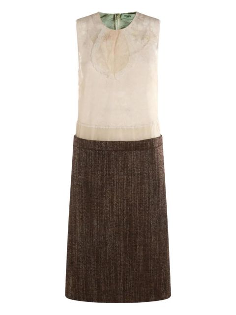 FENDI lace-panel tweed dress - Neutrals - zdjęcie produktu nr 1