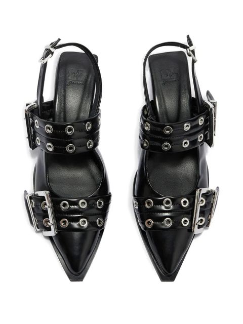GANNI buckle eyelet pumps - Black