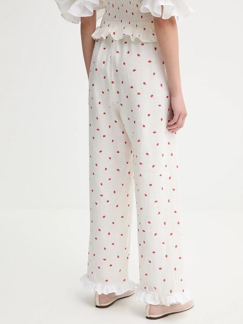 The Sleeper spodnie lniane damskie kolor beżowy proste high waist PFPT01C093R - zdjęcie produktu nr 2