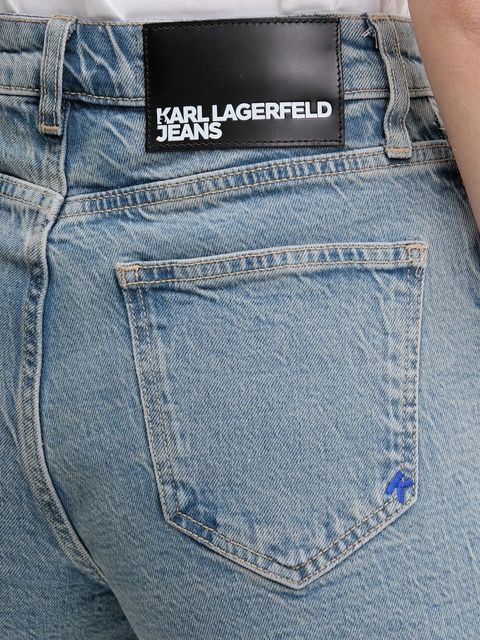 Karl Lagerfeld Jeans szorty jeansowe damskie kolor niebieski gładkie high waist A2W10088