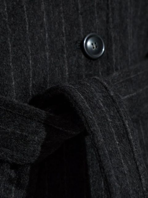 Sportmax pinstripe-pattern belted coat - Black