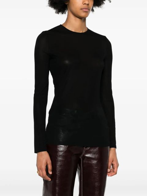 Rabanne semi-sheer long-sleeve T-shirt - Black - zdjęcie produktu nr 2