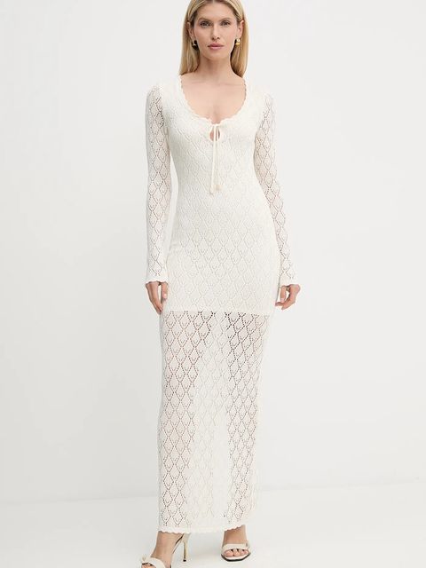 Guess sukienka ALBA kolor beżowy maxi prosta W5YK85 Z0010 - zdjęcie produktu nr 2