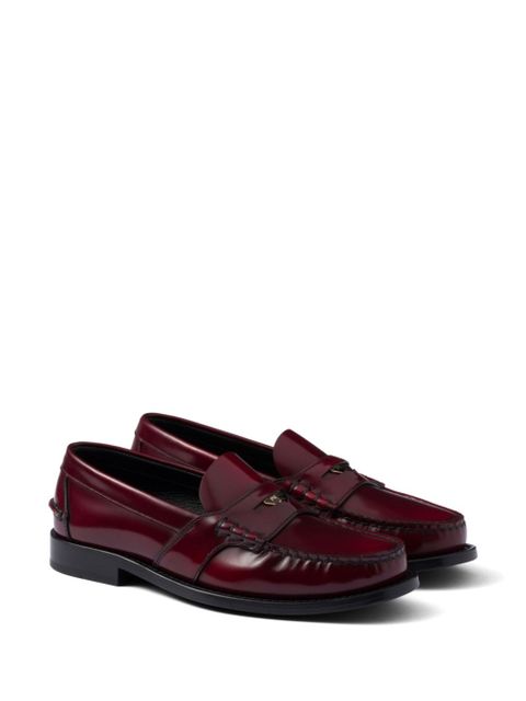 Prada brushed-leather loafers - Red - zdjęcie produktu nr 2