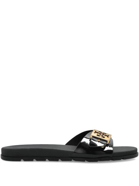 Tory Burch logo-buckle slides - Black - zdjęcie produktu nr 1