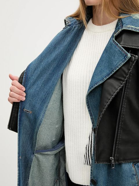 Desigual płaszcz jeansowy DENIMBIK kolor niebieski 25WWEW52