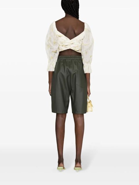 ZIMMERMANN Acacia Birds-print cropped blouse - Neutrals