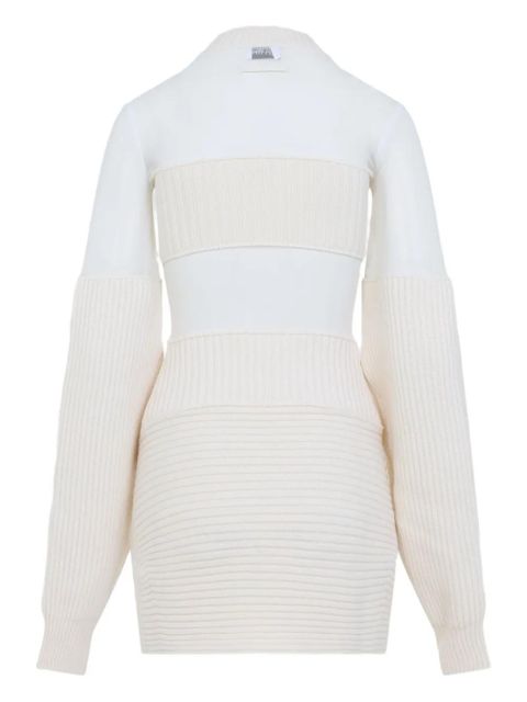 Jean Paul Gaultier wool short with mesh details dress - Neutrals