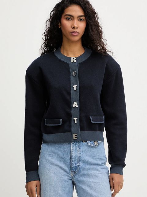 Rotate kardigan z domieszką kaszmiru damski kolor granatowy 1149032318 - zdjęcie produktu nr 1