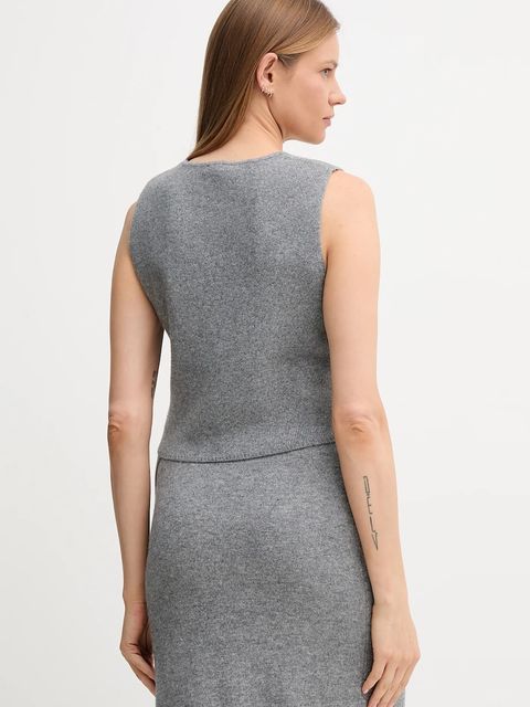 OUI kamizelka z wełną damski kolor szary lekki 86170