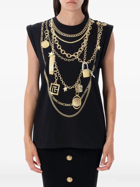 Balmain chain-print tank top - Black - zdjęcie produktu nr 1