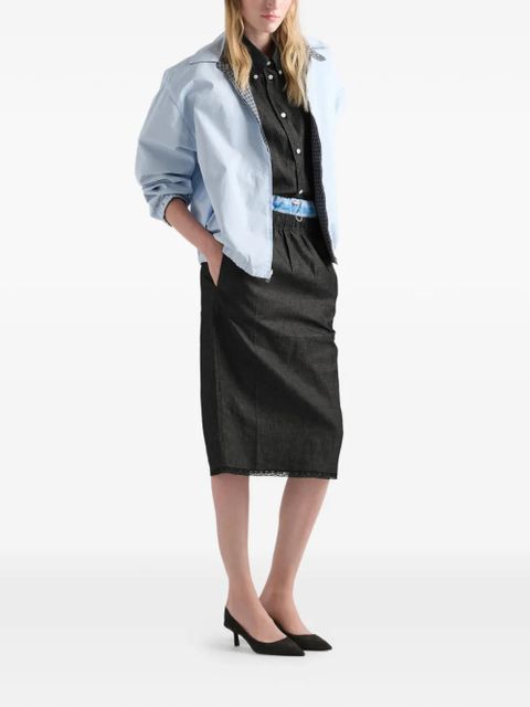 Prada short-sleeved chambray shirt - Blue - zdjęcie produktu nr 2