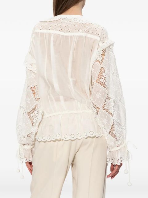 ISABEL MARANT broderie-anglaise drawstring blouse - White