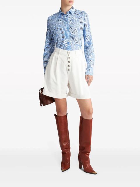 ETRO paisley-print cotton blend shirt - Blue
