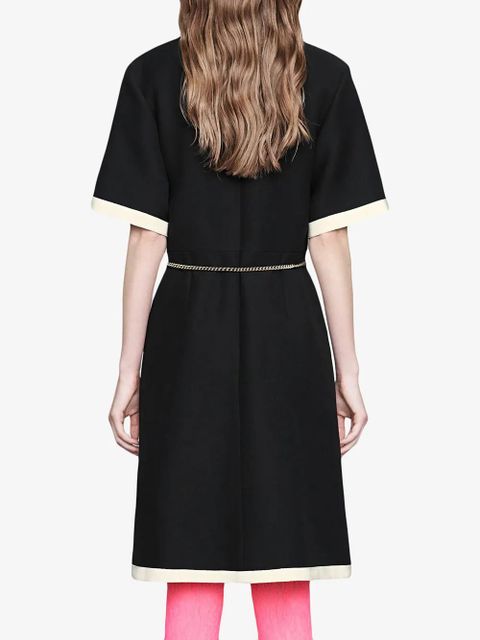 Gucci Short wool silk dress with chain belt - Black