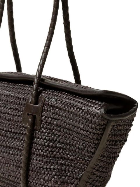 Hereu leather-framed raffia shoulder bag - Brown