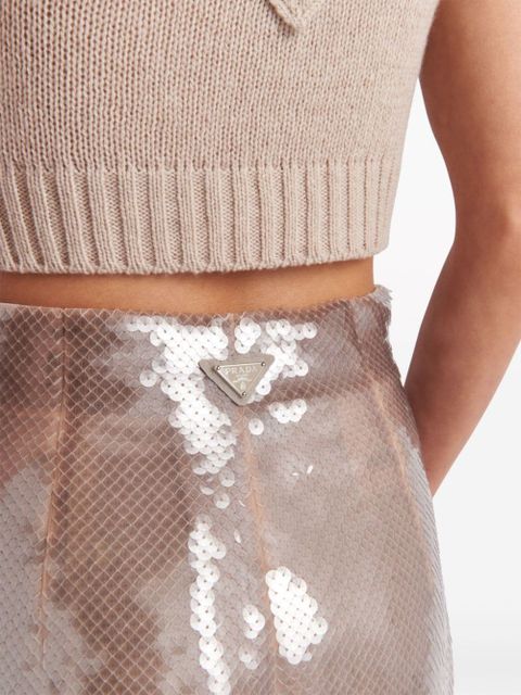 Prada sequinned midi skirt - Neutrals