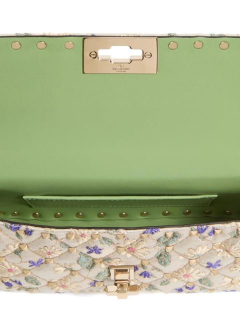 Valentino Garavani small Rockstud Spike jacquard shoulder bag - Neutrals