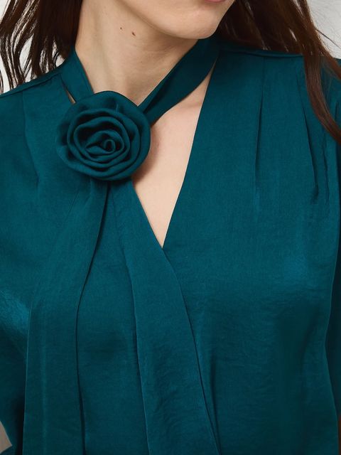 Medicine bluzka damska kolor zielony gładka