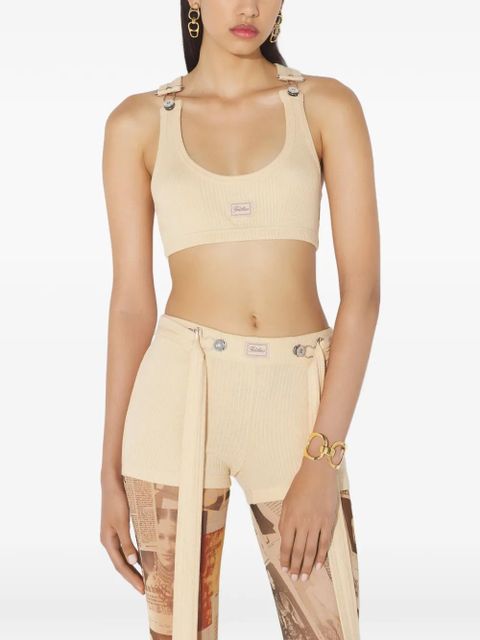 Jean Paul Gaultier ribbed buckled top - Neutrals