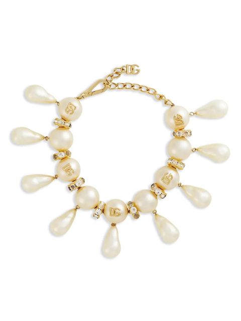Dolce & Gabbana logo-embellished pearl necklace - Gold - zdjęcie produktu nr 1