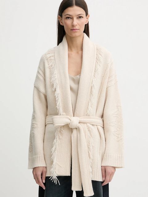 ZADIG&VOLTAIRE kardigan wełniany damski kolor beżowy ciepły KWCO01526 - zdjęcie produktu nr 1