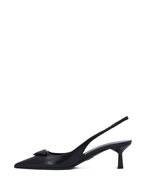 Prada 55mm triangle-logo slingback pumps - Black