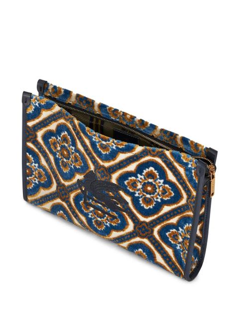 ETRO logo-embroidered jacquard makeup bag - Neutrals