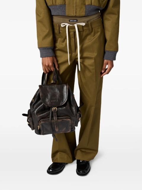 Miu Miu logo-embroidered trousers - Green - zdjęcie produktu nr 2