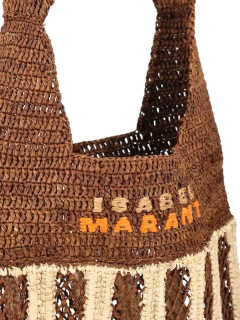 ISABEL MARANT striped-pattern raffia shoulder bag - Brown