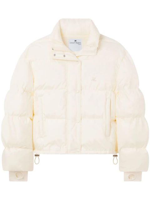 Courrèges logo-embroidered cropped puffer jacket - White - zdjęcie produktu nr 1
