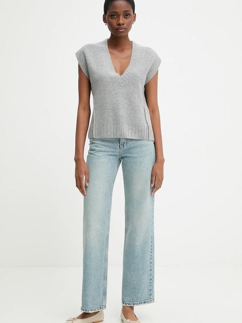 United Colors of Benetton kamizelka z dodatkiem wełny damski kolor szary 126WD4033 - zdjęcie produktu nr 2