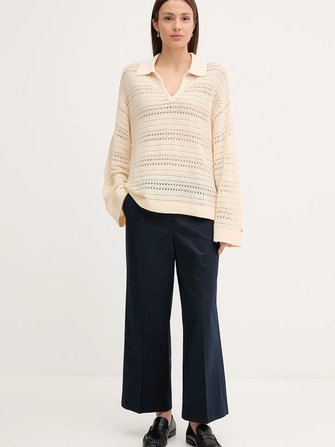 Tommy Hilfiger spodnie damskie kolor granatowy szerokie high waist WW0WW45791 - zdjęcie produktu nr 2