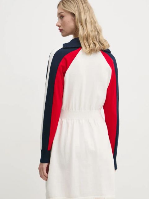 Tommy Jeans sukienka z domieszką wełny kolor beżowy mini rozkloszowana DW0DW19467